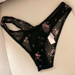 Victoria's Secert Black Floral Cheeky Panty S